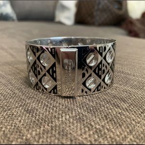 Large Henri Bendel Bangle, Blk & Silv